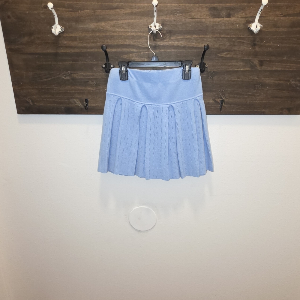 Hippie Rose Light Blue Pleated Skater Skirt